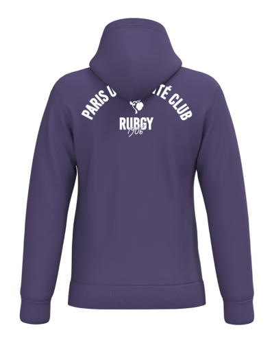 Hoodie script violet PUC RUGBY dos