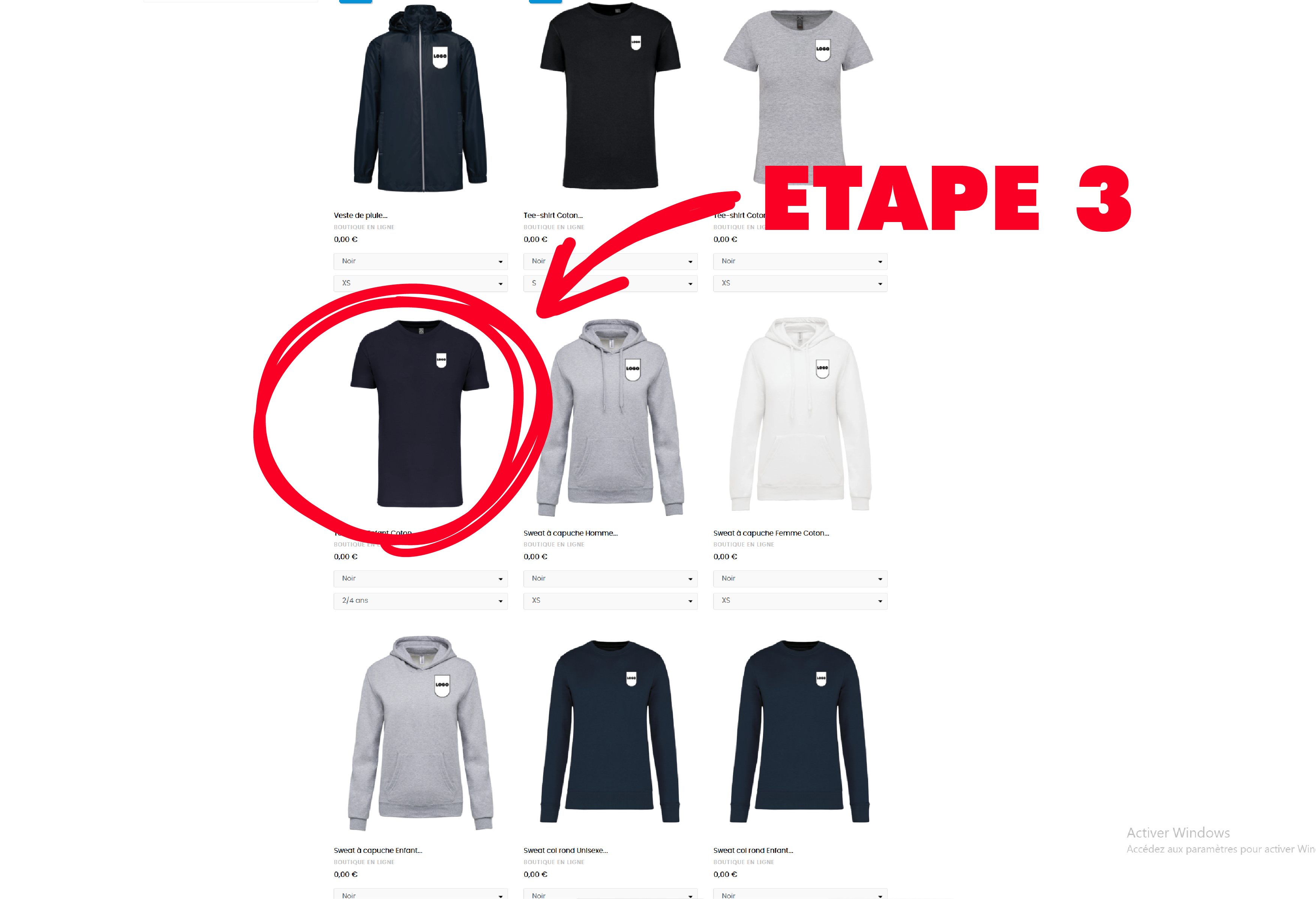 Étape 3 - Choisir ses produits