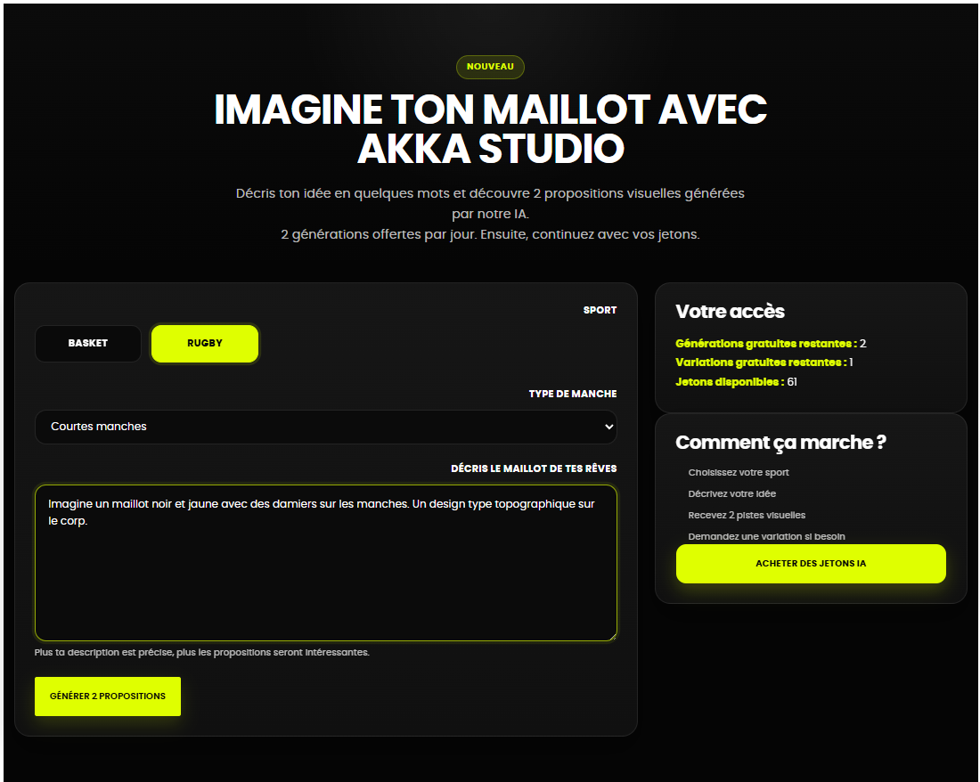 Créer un maillot personnalisé avec AKKA STUDIO